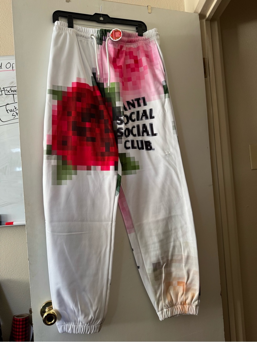 Anti Social Social Club White Pixel Rose Sweatpants